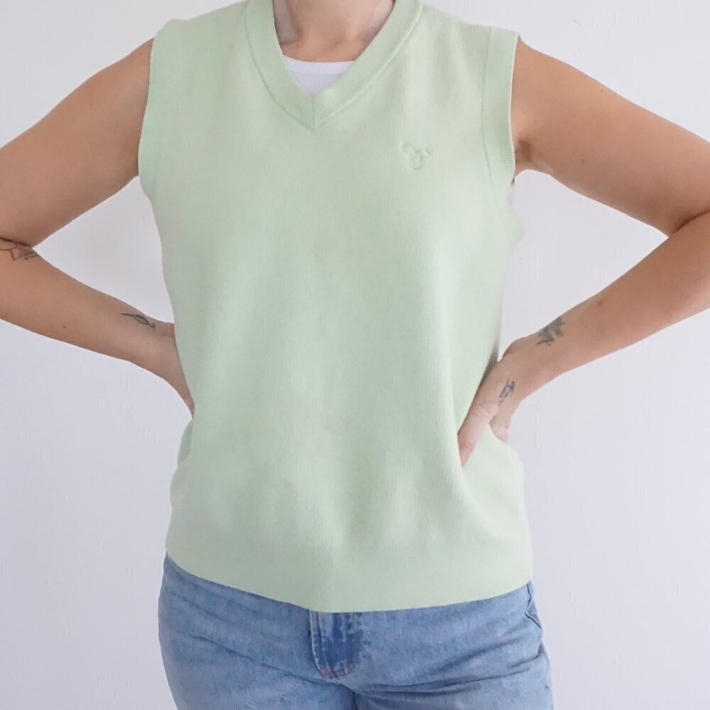 Aritzia TNA Mint Green Knit Cotton Blend V-Neck Vest S